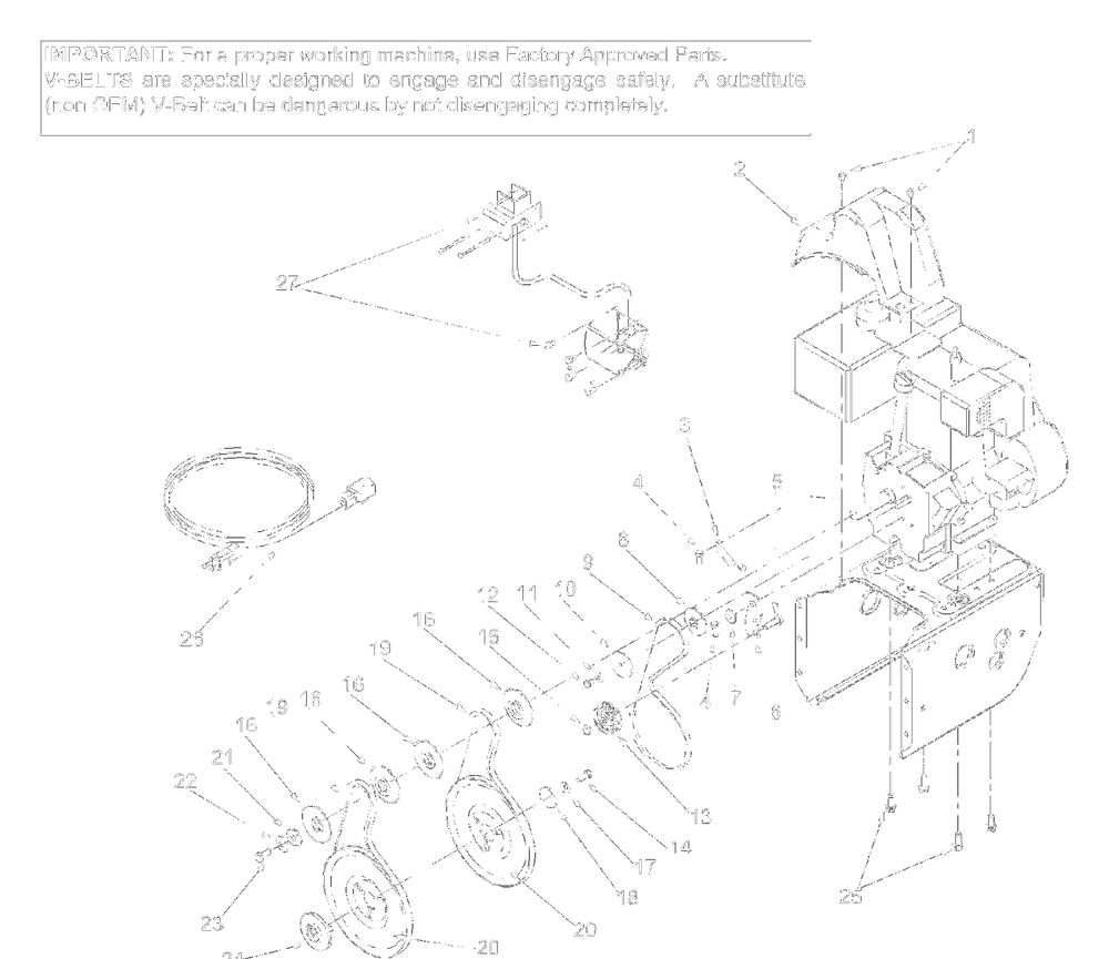 Engineandbelt Diagram and Parts List for 31AE640F000 2002 Yard Machines Snow Blower